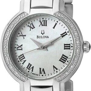 Bulova Diamond Gallery Women's 28mm Watch with Mother-of-Pearl Dial, New 96R159